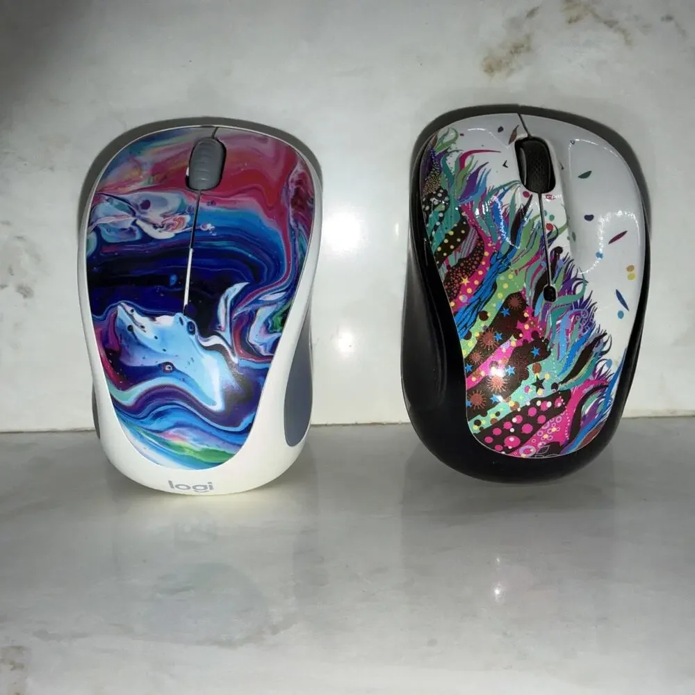 Logitech Wireless Mouse LOT OF 2 M325, M317 TESTED WORKING Multicolor Receivers